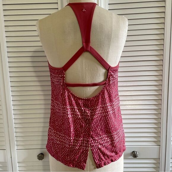 Prana Racerback Crimson Red & White Tank Top Sz-L - Picture 6 of 9
